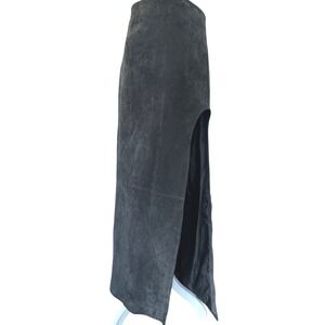 ASOS DESIGN Women's Gray Suede Leather High Curvy Slit Maxi Pencil Skirt Size 14